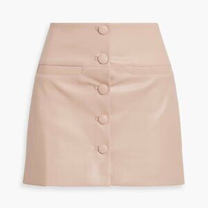 PROENZA SCHOULER Faux Leather Mini Skirt Size 6 Blush Buttons Pockets LIKE NEW